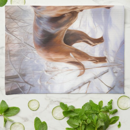 Bloodhound lassen es Weihnachten schnee Geschirrtuch (Gefaltet)