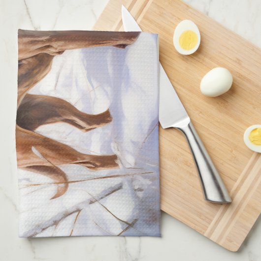 Bloodhound lassen es Weihnachten schnee Geschirrtuch (Viertel Falte)