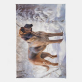 Bloodhound lassen es Weihnachten schnee Geschirrtuch (Vertikal)