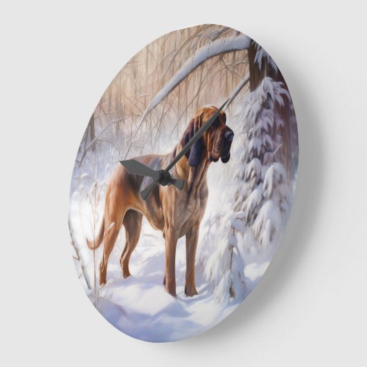 Bloodhound lassen es Weihnachten schnee Große Wanduhr (Winkel)