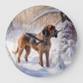 Bloodhound lassen es Weihnachten schnee Große Wanduhr (Vorderseite)