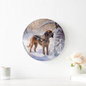 Bloodhound lassen es Weihnachten schnee Große Wanduhr (Zuhause)