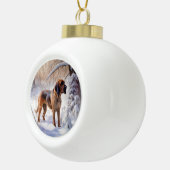 Bloodhound lassen es Weihnachten schnee Keramik Kugel-Ornament (Rechts)