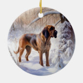 Bloodhound lassen es Weihnachten schnee Keramik Ornament (Hinten)