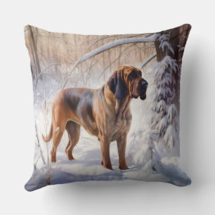 Bloodhound lassen es Weihnachten schnee Kissen