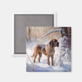 Bloodhound lassen es Weihnachten schnee Magnet (Vorderseite/Rückseite)
