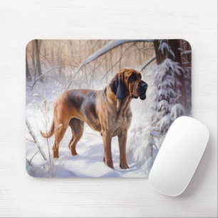 Bloodhound lassen es Weihnachten schnee Mousepad