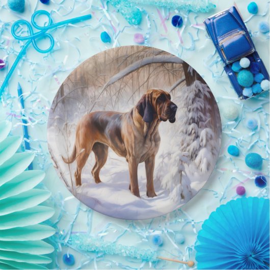 Bloodhound lassen es Weihnachten schnee Pappteller (Party)