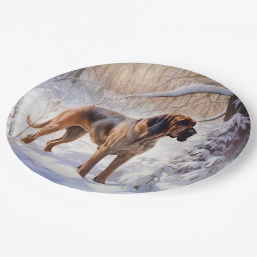 Bloodhound lassen es Weihnachten schnee Pappteller (Schrägansicht)