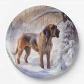Bloodhound lassen es Weihnachten schnee Pappteller (Vorderseite)