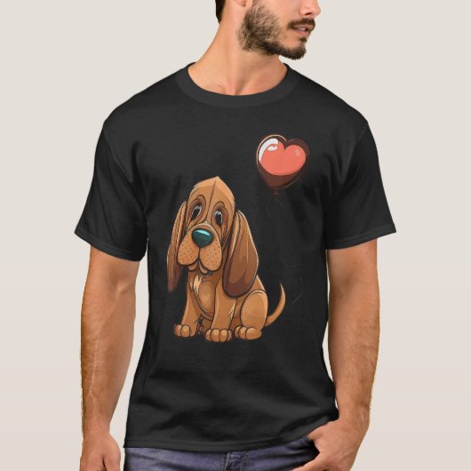 Bloodhound Love Heart for Valentines Day on Bloodh T-Shirt (Vorderseite)