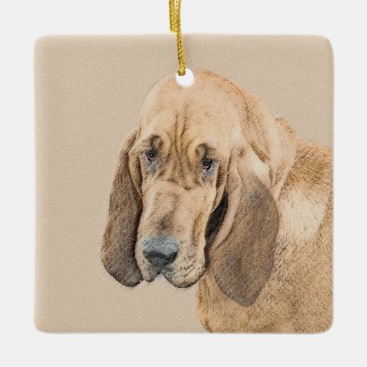 Bloodhound-Malerei - Niedliche Original Hunde-Kuns Keramikornament (Vorderseite)