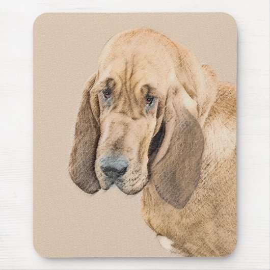 Bloodhound-Malerei - Niedliche Original Hunde-Kuns Mousepad (Vorne)