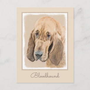 Bloodhound-Malerei - Niedliche Original Hunde-Kuns Postkarte