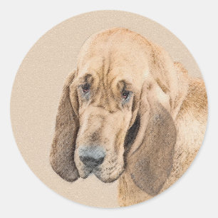 Bloodhound-Malerei - Niedliche Original Hunde-Kuns Runder Aufkleber