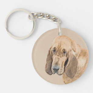 Bloodhound-Malerei - Niedliche Original Hunde-Kuns Schlüsselanhänger