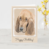 Bloodhound-Malerei - Niedliche Original-Hundekunst Karte (Gelbe Blume)