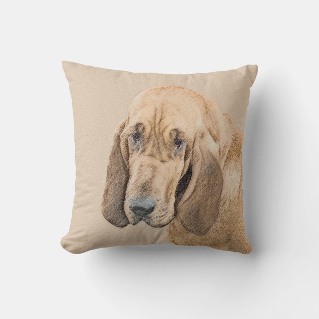 Bloodhound-Malerei - Niedliche Original-Hundekunst Kissen (Vorderseite)