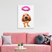 Bloodhound mit Angelic Pink Halo Leinwanddruck (Insitu (Wohnzimmer))