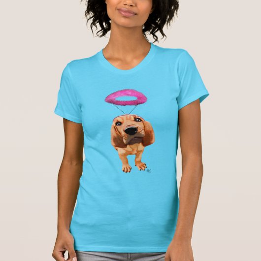Bloodhound mit Angelic Pink Halo T-Shirt (Vorderseite)