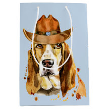 Bloodhound mit Sheriff Cowboy Hat