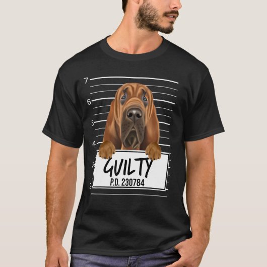 Bloodhound Mugshot Guilty Dog T-Shirt (Vorderseite)