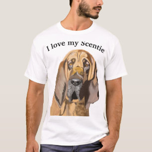 Bloodhound-Portrait mit bearbeitetem Text T-Shirt