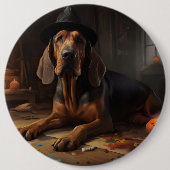 Bloodhound Pumpkins Halloween Beängstigend Button (Vorderseite)