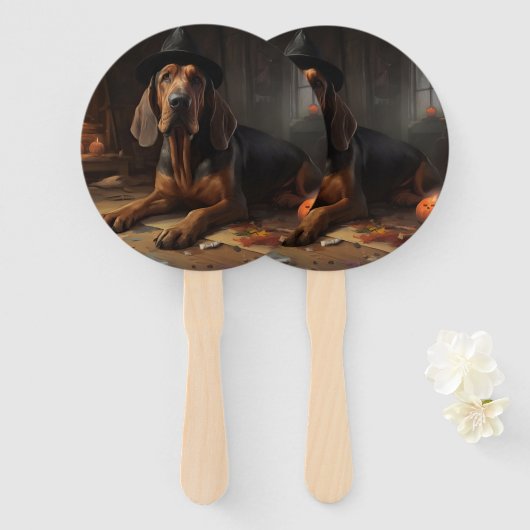 Bloodhound Pumpkins Halloween Beängstigend Fächer (Vorne und Hinten)