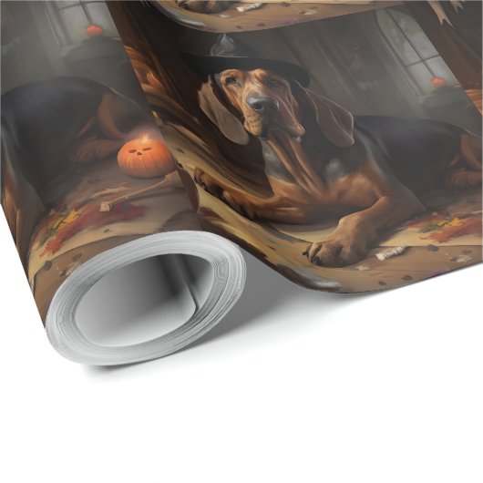 Bloodhound Pumpkins Halloween Beängstigend Geschenkpapier (Rolleneckpunkt)