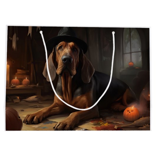 Bloodhound Pumpkins Halloween Beängstigend Große Geschenktüte (Rückseite)