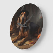Bloodhound Pumpkins Halloween Beängstigend Große Wanduhr (Winkel)