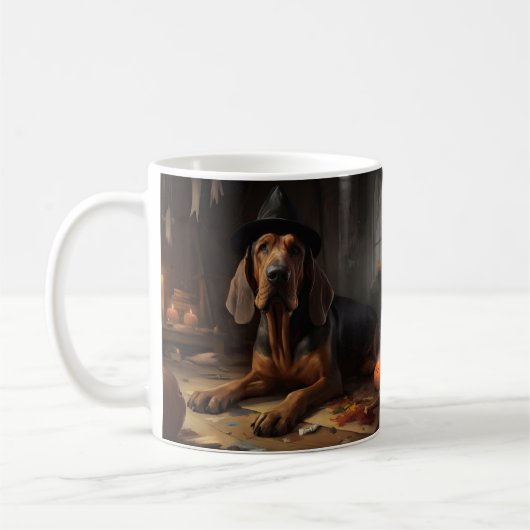Bloodhound Pumpkins Halloween Beängstigend Kaffeetasse (Links)