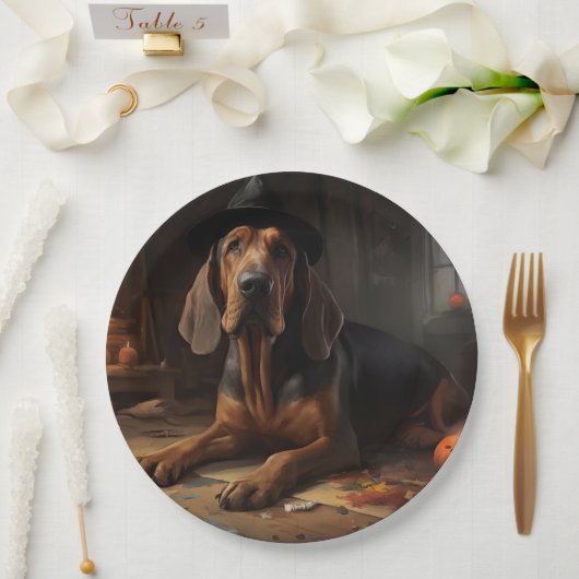 Bloodhound Pumpkins Halloween Beängstigend Pappteller (Hochzeit)