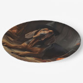 Bloodhound Pumpkins Halloween Beängstigend Pappteller (Schrägansicht)