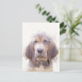 Bloodhound Puppy Portrait Postkarte (Stehend Vorderseite)