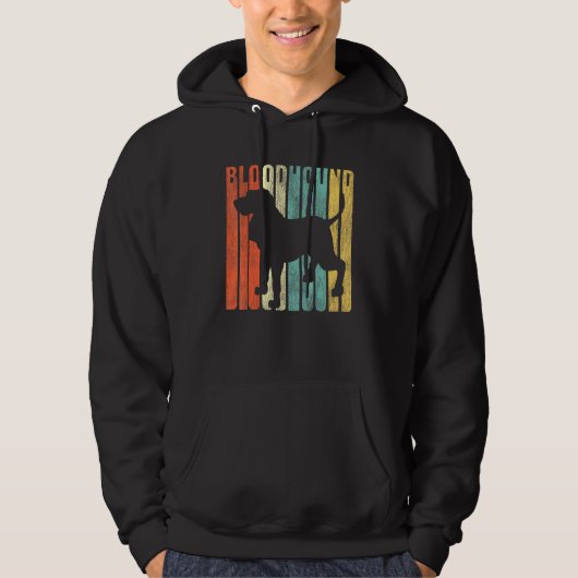 Bloodhound Retro 1970er Hunde Silhouette geknackt Hoodie (Vorderseite)
