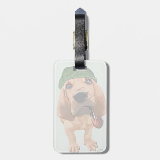 Bloodhound Sherlock Holmes Gepäckanhänger (Rückseite vertikal)