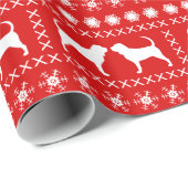Bloodhound Silhouetten Weihnachtsfeiertag Muster Geschenkpapier (Rolleneckpunkt)