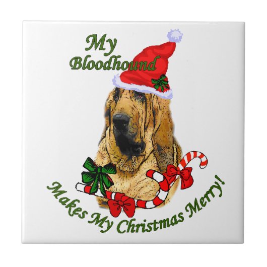 Bloodhound Weihnachten froh Fliese (Vorderseite)