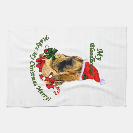 Bloodhound Weihnachten froh Handtuch (Horizontal)