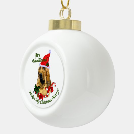 Bloodhound Weihnachten froh Keramik Kugel-Ornament (Rechts)