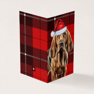 Bloodhound Weihnachtshund mit Red Holiday Kariert