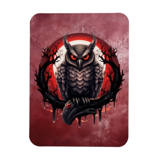 Bloodmoon Horned Owl Magnet (Vertikal)
