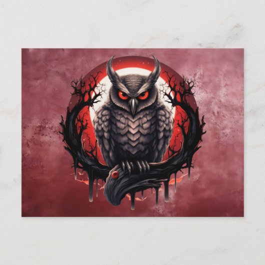 Bloodmoon Horned Owl Postkarte (Vorderseite)