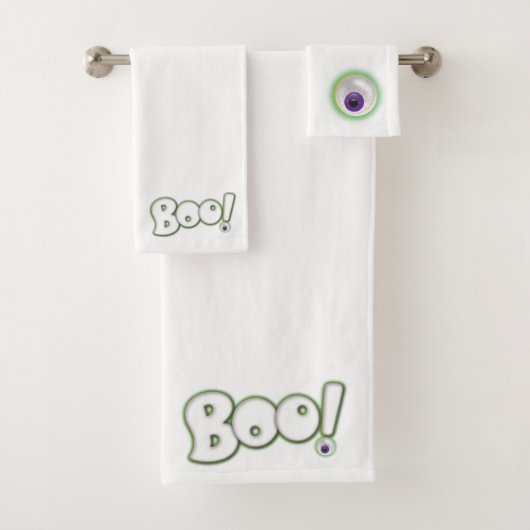 Bloodshot Lila Monster Eyeball Boo Halloween Badhandtuch Set (Insitu)