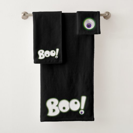 Bloodshot Lila Monster Eyeball Boo Halloween Badhandtuch Set (Insitu)