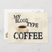 Bloodtype Coffee Postkarte (Vorne/Hinten)
