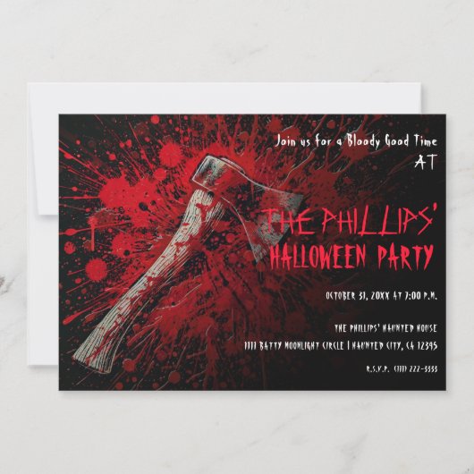 Bloody Ax Beängstigend Horror Halloween-Party Einladung (Vorderseite)