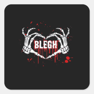 Bloody Breakdown, Skeleton Heart Handemo, Metalc Quadratischer Aufkleber